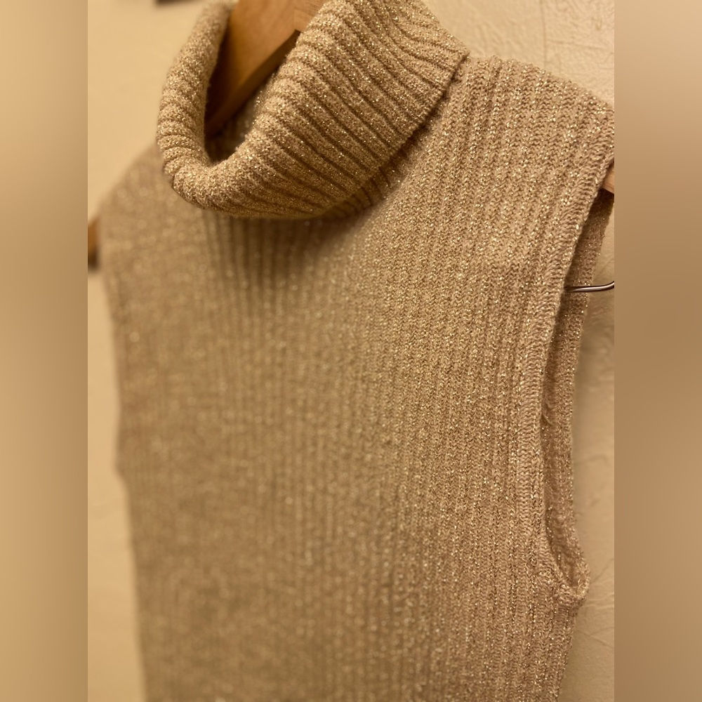 Beautiful Sparkly Gold Sleeveless Turtleneck Sweater